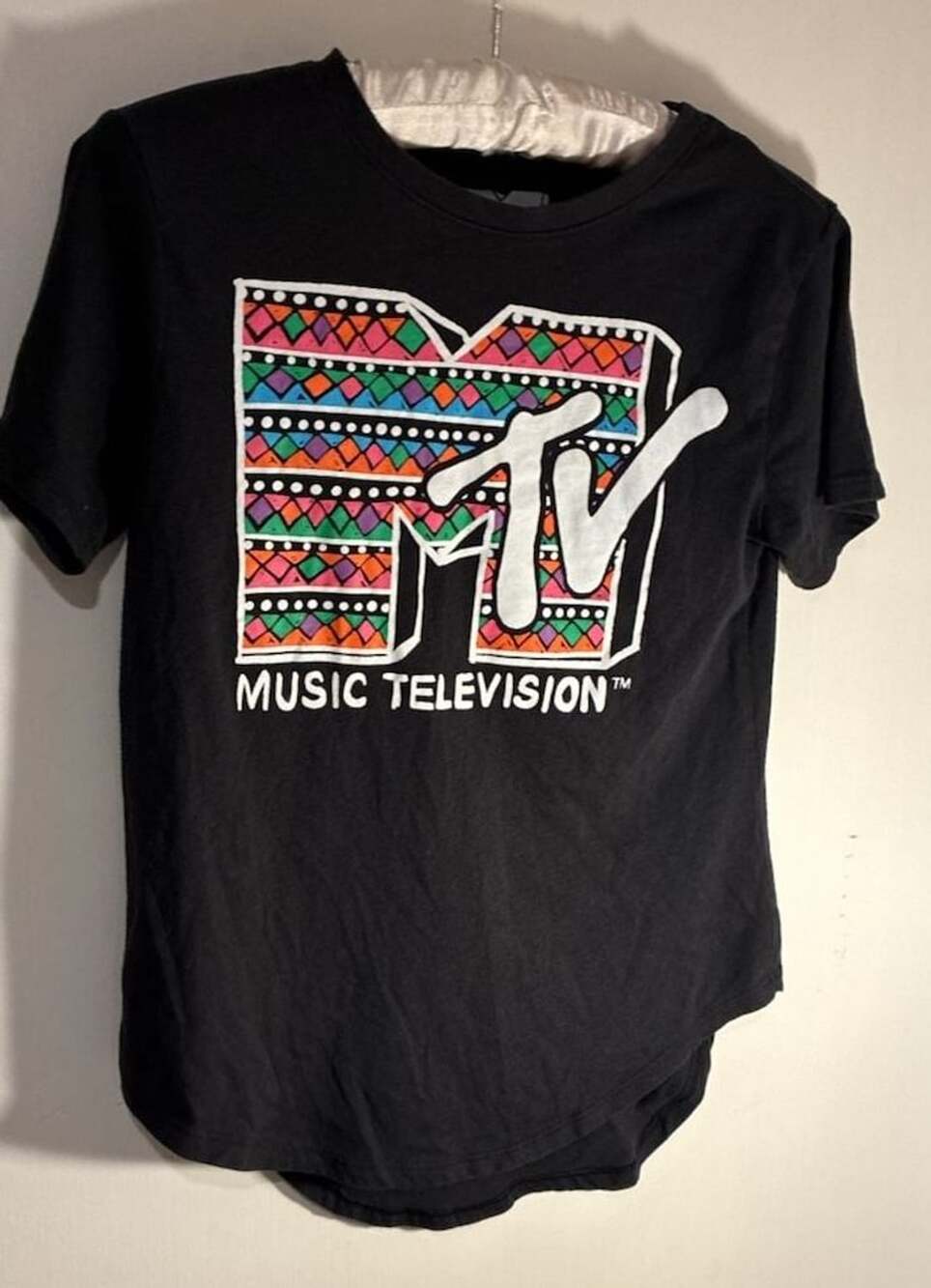 MTV Music Television Retro Geometric Logo T-Shirt Black Men's M